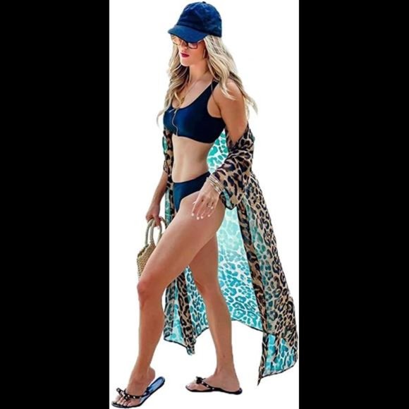 Accessories - Cardigan Floral Print Long Sleeve Cover Up Beach Coverup